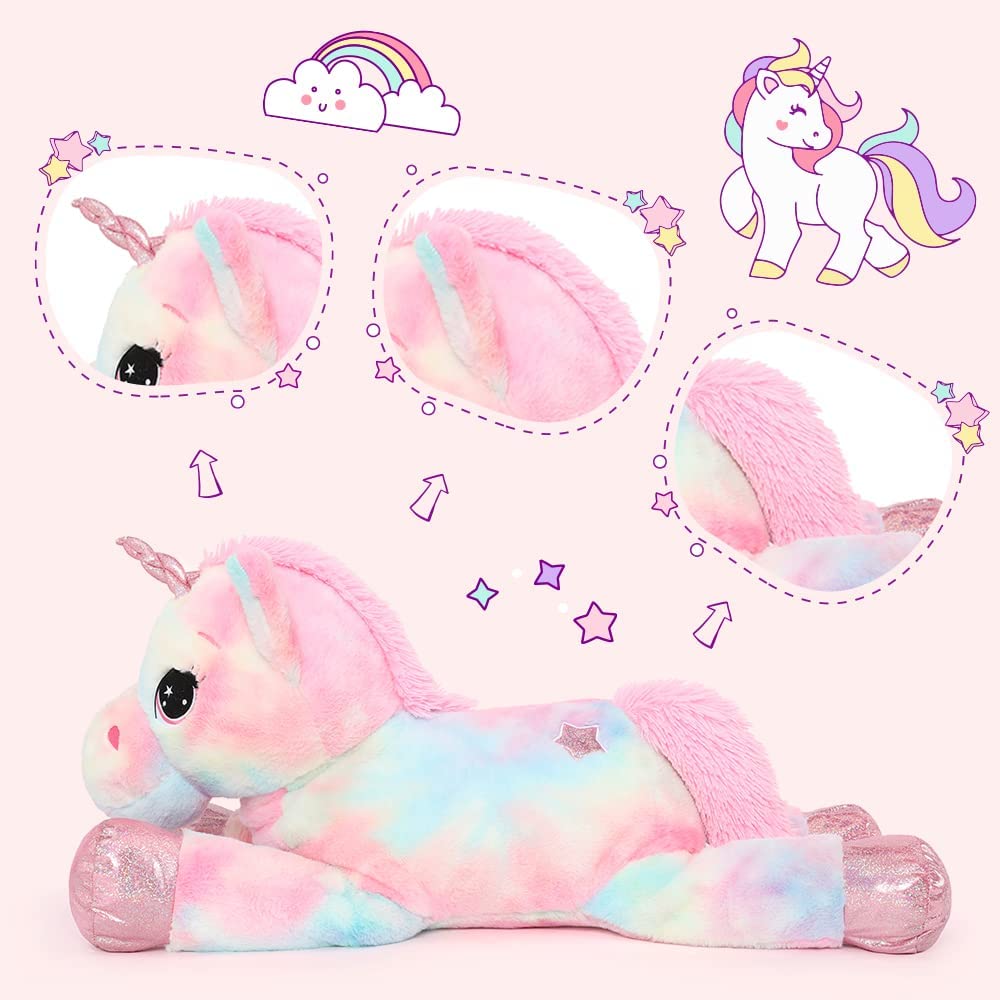 Giant Unicorn Stuffed Animal Toy, Pink/Blue, 43 Inches