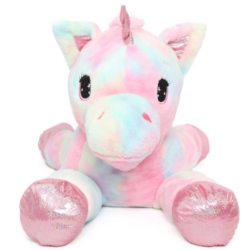 Giant Unicorn Stuffed Animal Toy, Pink/Blue, 43 Inches