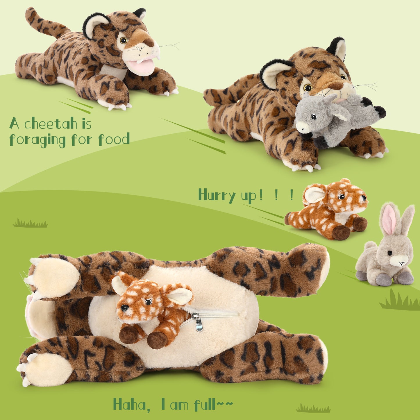 Leopard Plush Toys Jungle Stuffed Animals, 19.6 Inches