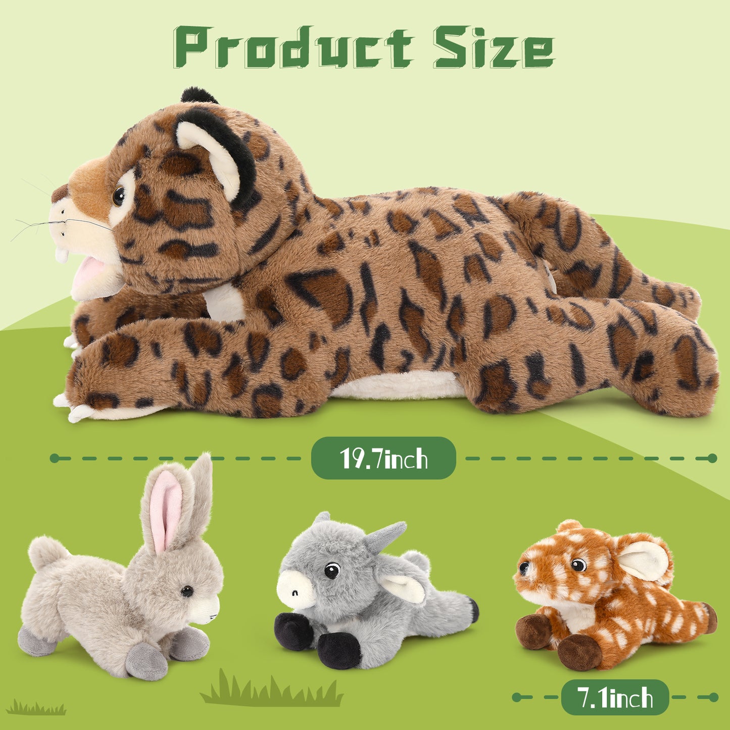Leopard Plush Toys Jungle Stuffed Animals, 19.6 Inches
