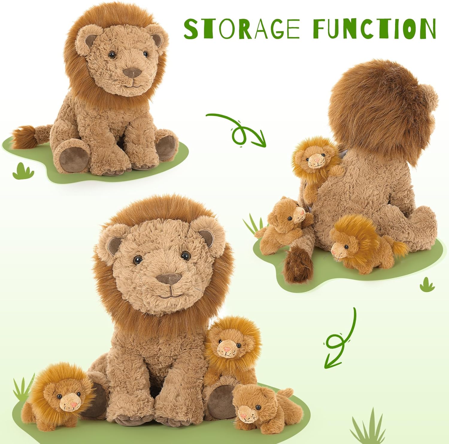 Lion Plush Toys Stuffed Lion, Brown, 17.7 Inches