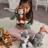 6 Pcs Small Jungle Stuffed Animals Bulk, 7 Inches - Safari Small Plush Toys for Centerpieces - Tiger/Wolf/Leopard/Fox/Monkey/Elephant Forest Plush Toy Set - Free Shipping