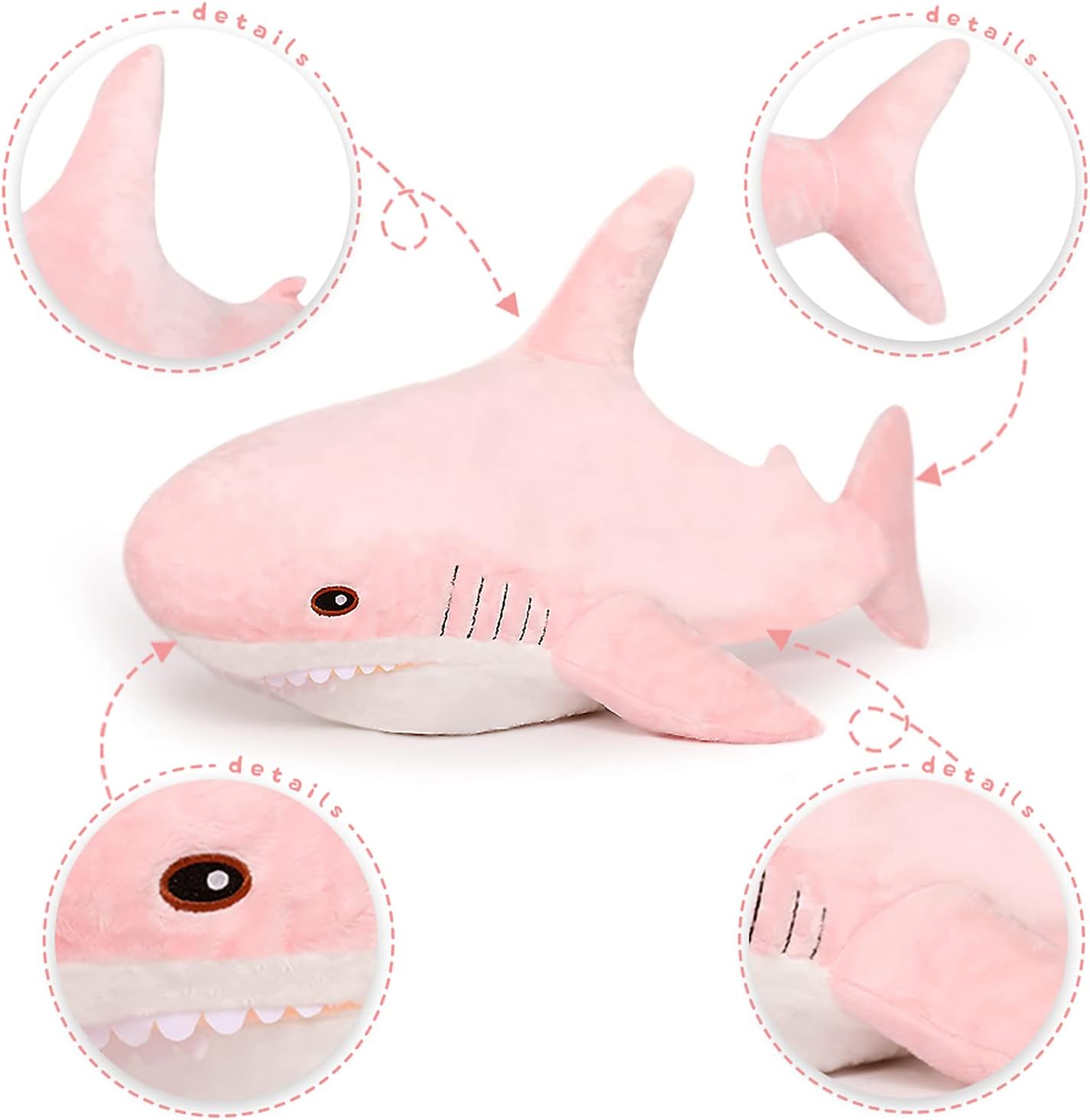 Giant Shark Plush Toy Ocean Animal Throw Pillow, 32/40 Inches - MorisMos Stuffed Animal Toys