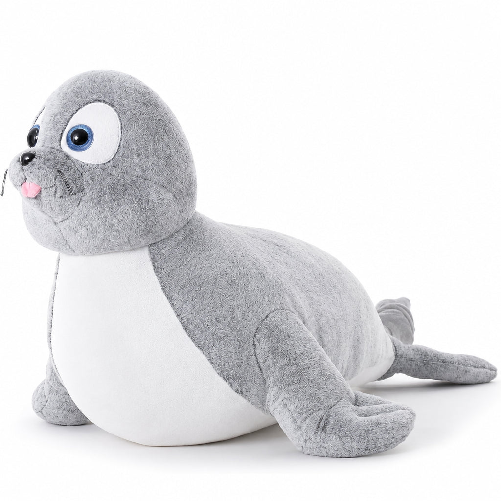 Lifelike Giant Seal Plush Pillows for Children - 4 FT Giant Grey Seal Stuffed Animals - 44 Inch Fuzzy Large Seal Stuffed Animal - Soft Stuffed Seal Toy Cuddly Bedroom Seal Plush - Funny Seal Gifts for Girls Boys - Christmas Birthday Gift for Friends