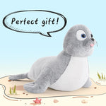 Lifelike Giant Seal Plush Pillows for Children - 4 FT Giant Grey Seal Stuffed Animals - 44 Inch Fuzzy Large Seal Stuffed Animal - Soft Stuffed Seal Toy Cuddly Bedroom Seal Plush - Funny Seal Gifts for Girls Boys - Christmas Birthday Gift for Friends