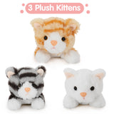 Realistic Tabby Cat Stuffed Animals - 4 Pcs Short Fur Tabby Cat Plush Toys - Tabby Kitty Baby Stuffed Animals with Their Mom - Cute Kitten Plush Toys - Christmas Birthday Gift for Kids Teens Adults