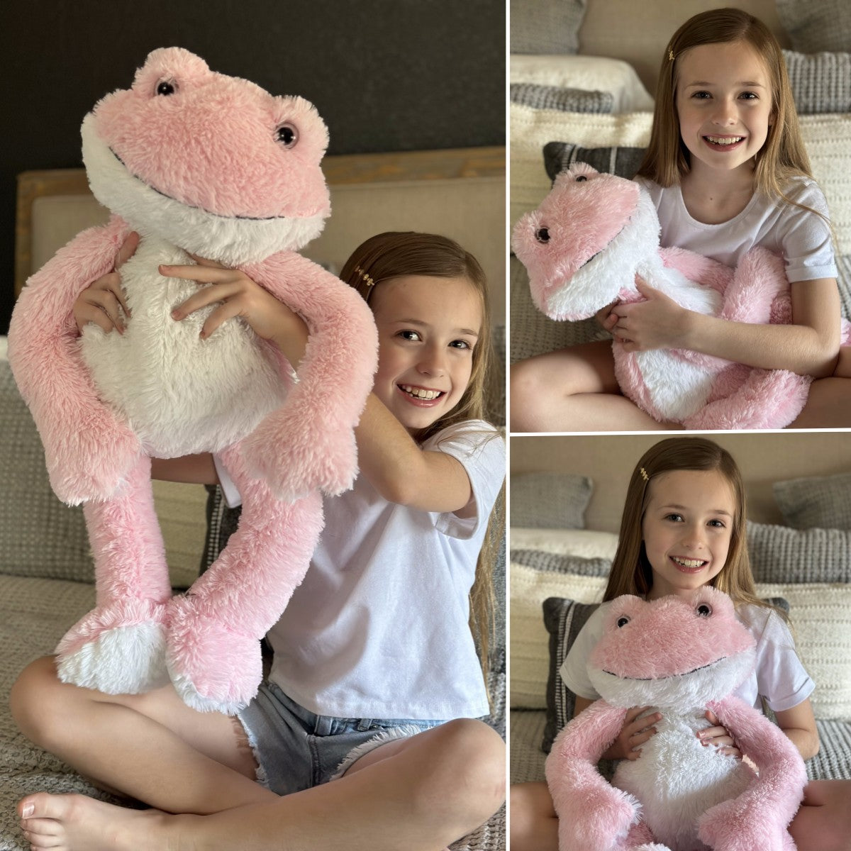 Realistic Frog Stuffed Animals - Big Pink Frog Plush Toys 24 Inches - Cute Cartoon Frog Plush Pillows for Kids - MorisMos Stuffed Animals - Christmas/Birthday/Valentine's Day/Baby Shower Gift Choice