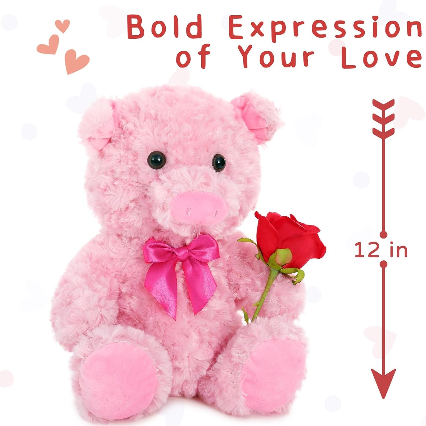 Realistic Pig Stuffed Animals - 12 Inches Piggy Plush Toys - Valentine's Day Gift for Girlfriend/Boyfriend - Fluffly Cuddly Plushy Fluffy Toy - Cute Pink Pig Cartoon Plush Pillows for Kids - Christmas/Birthday Gift for Children/Teens/Adults - Romantic Anniversary Gift for Wife/Husband - Free Shipping