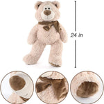 Teddy Bear Stuffed Animal - Plush Big Teddy Bears with Scarfs - Big 24 Inches Beige Bear - Cartoon Teddy Bear Plush Dolls - We Can Bearly Wait - Teddy Bear Themed Baby Shower - Gender Reveal Party Decorations - Valentine's Day Teddy Bear & Gift for Girlfriend/Boyfriend - MorisMos Stuffed Animals