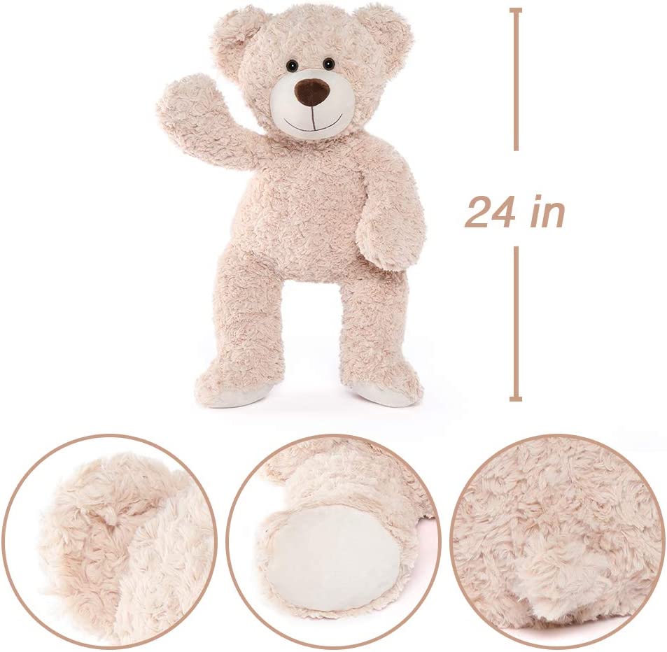 Beige Teddy Bear Stuffed Animals - 24 Inch Teddy Bear Plush Toys - Teddy Bear Themed Baby Shower - Cute Teddy Bear Plush Dolls - Christmas/Birthday Gift for Kids/Teens/Adults - Valentine's Day Teddy Bear&Gifts for Girlfriend/Boyfriend - MorisMos Stuffed Animals