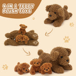 Teddy Dog Stuffed Animals with Three Puppies Inside the Belly - Cute Dog Family Plush Toy Assortment - Free Shipping Now
