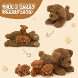 Teddy Dog Stuffed Animals with Three Puppies Inside the Belly - Cute Dog Family Plush Toy Assortment - Free Shipping Now