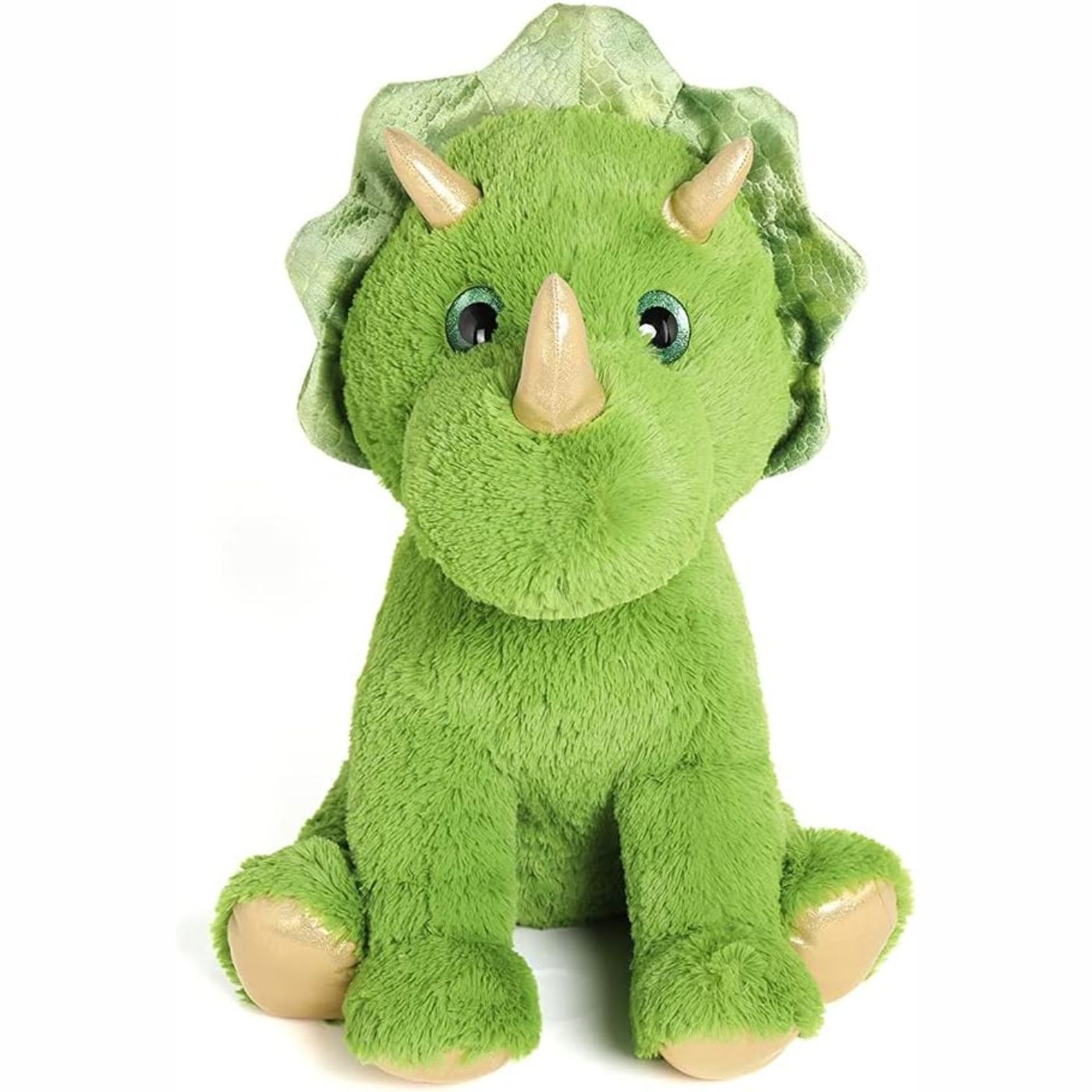Lifelike Triceratops Stuffed Animals - Realistic Triceratops  Plush Toys - Jurassic World Toys for Children - Dinosaur Plushies - Green Dino Stuffies - Birthday Christmas Gift for Children - Cartoon Dino Plush Pillows for Girls Boys