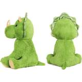 Lifelike Triceratops Stuffed Animals - Realistic Triceratops  Plush Toys - Jurassic World Toys for Children - Dinosaur Plushies - Green Dino Stuffies - Birthday Christmas Gift for Children - Cartoon Dino Plush Pillows for Girls Boys