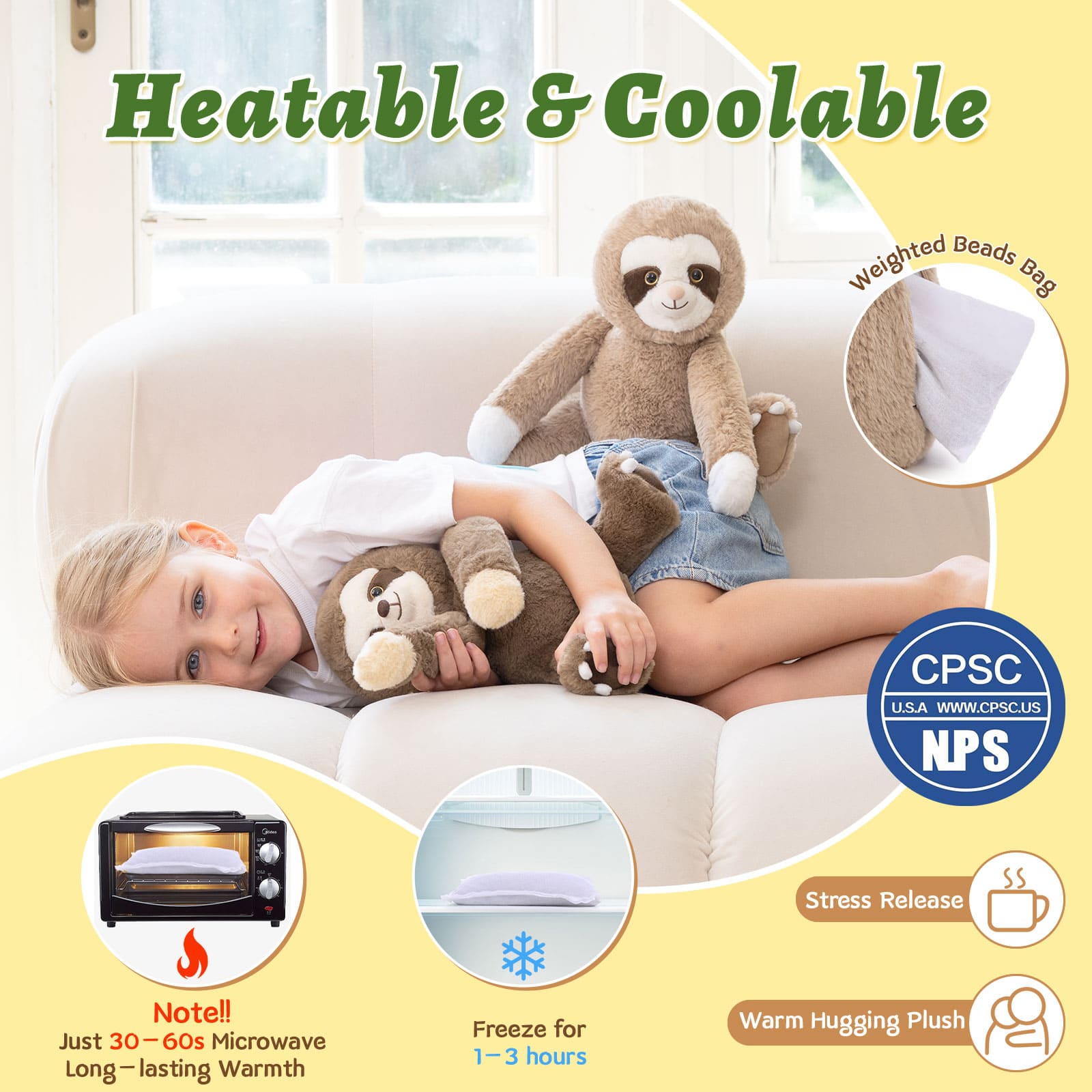 Two Hugging Stuffed Animals with Paw Hook and Loop, 12.2 Inches