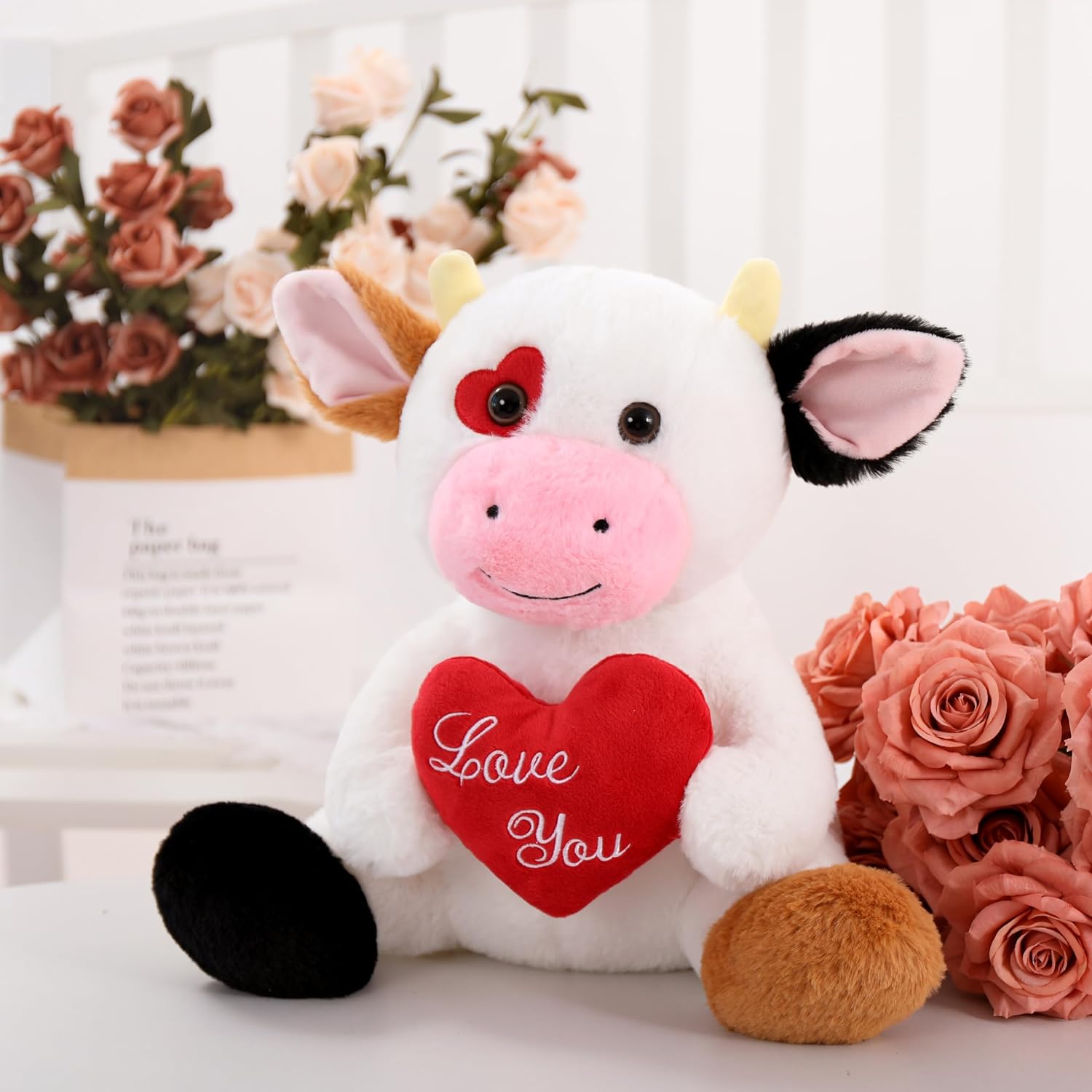 Valentine's Cow Plush Toy, 12 Inches