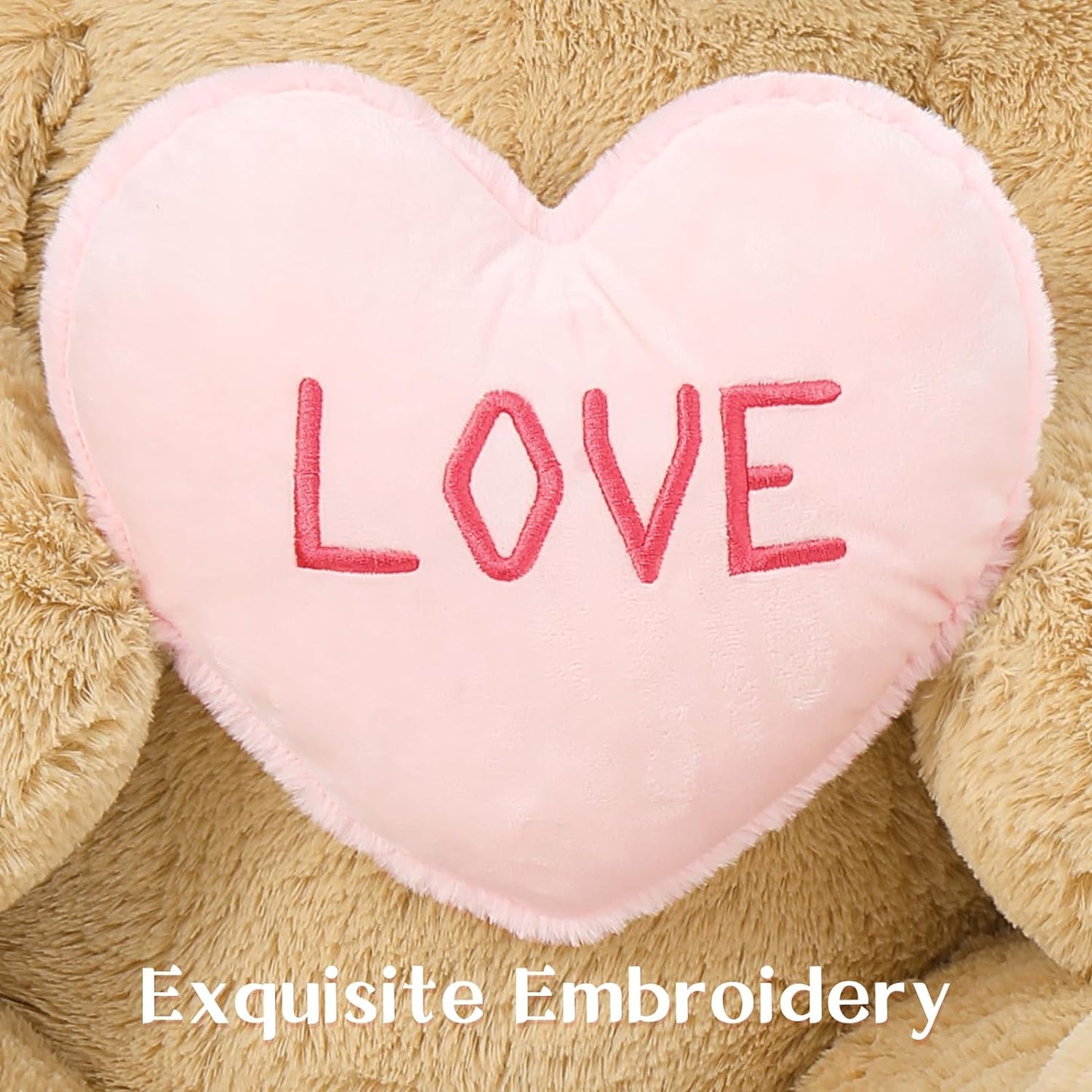 Valentine's Day Teddy Bear Stuffed Animals - Giant 43 Inches Brown Teddy Bear Plush Toys with Pink Heart - Valentine's Day Gift for Girlfriend/Boyfriend - Fluffly Cuddly Plushy Fluffy Toy - Cute Teddy Bear Plush Pillows for Kids - Christmas/Birthday Gift for Children/Teens/Adults - Romantic Anniversary Gift for Wife/Husband - Free Shipping