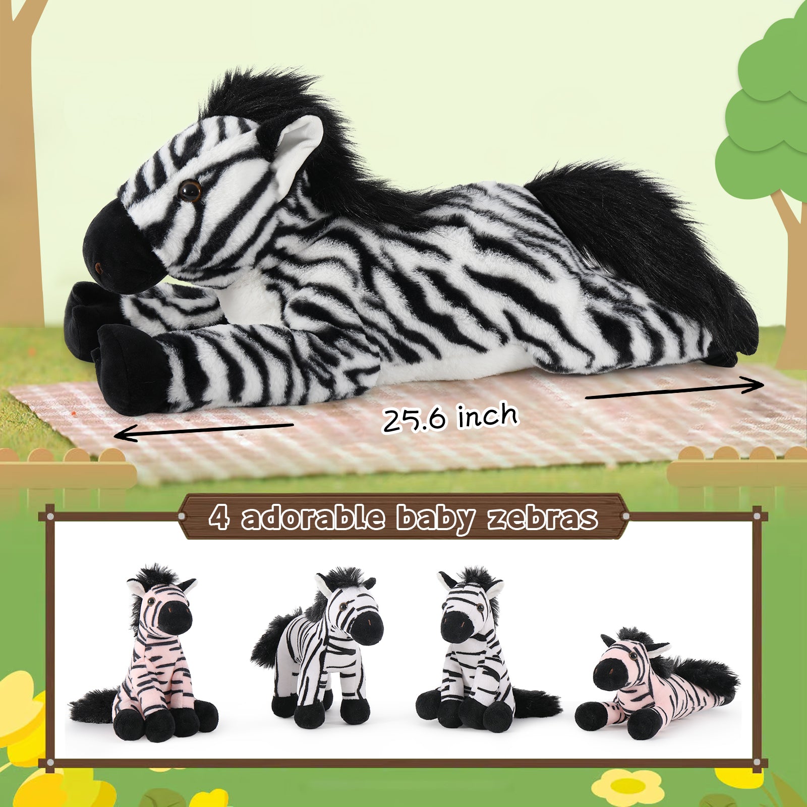 Zebra Stuffed Animal Plush Toys, 25.2 Inches