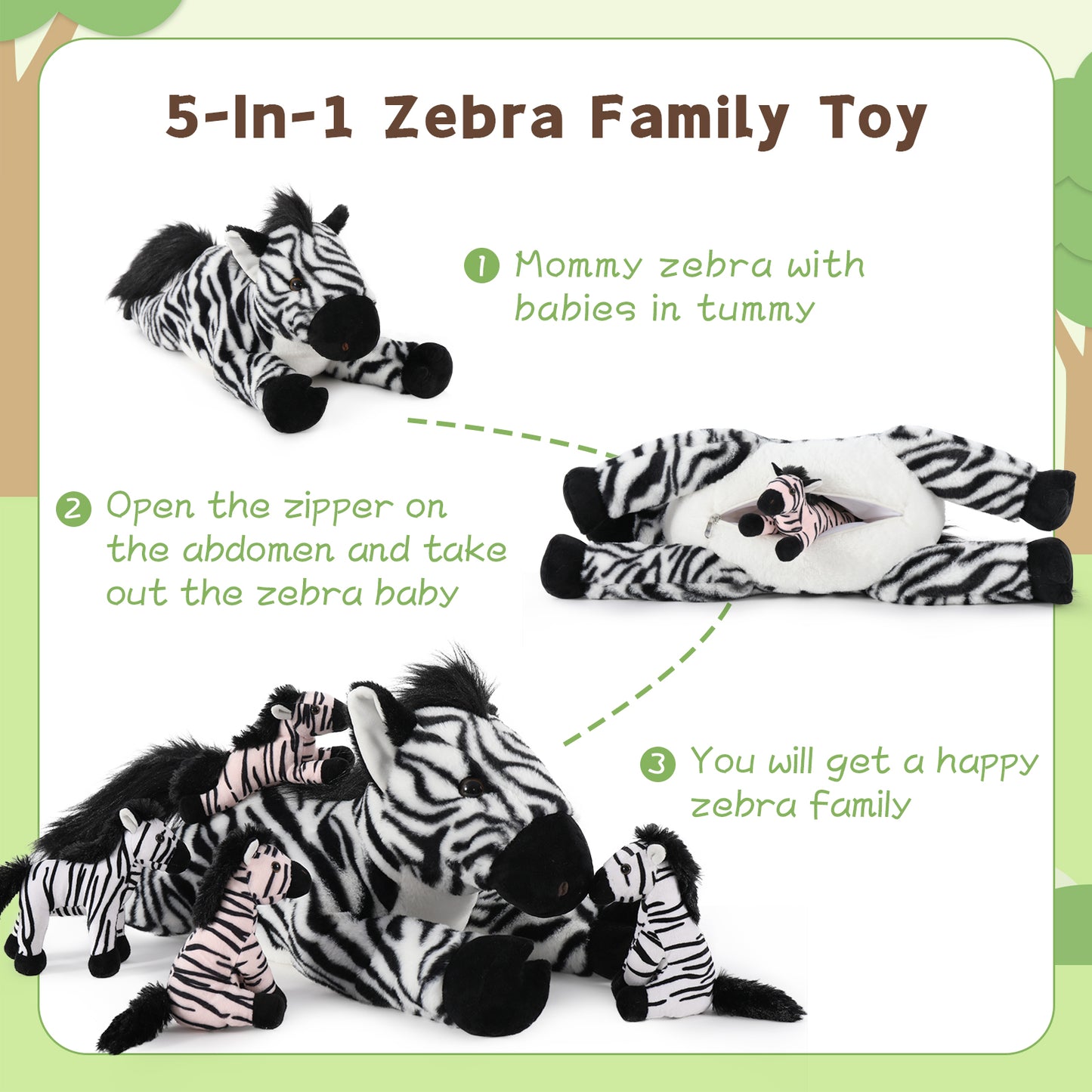 Zebra Stuffed Animal Plush Toys, 25.2 Inches - MorisMos Stuffed Animals