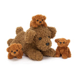 18.5 Inch Dark Brown Teddy Dog Plush Toy Set with Three Puppies