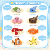 Soft shell plush toy organizer with mini sea creature stuffed animals inside, including colorful marine animals for toddler play and learning