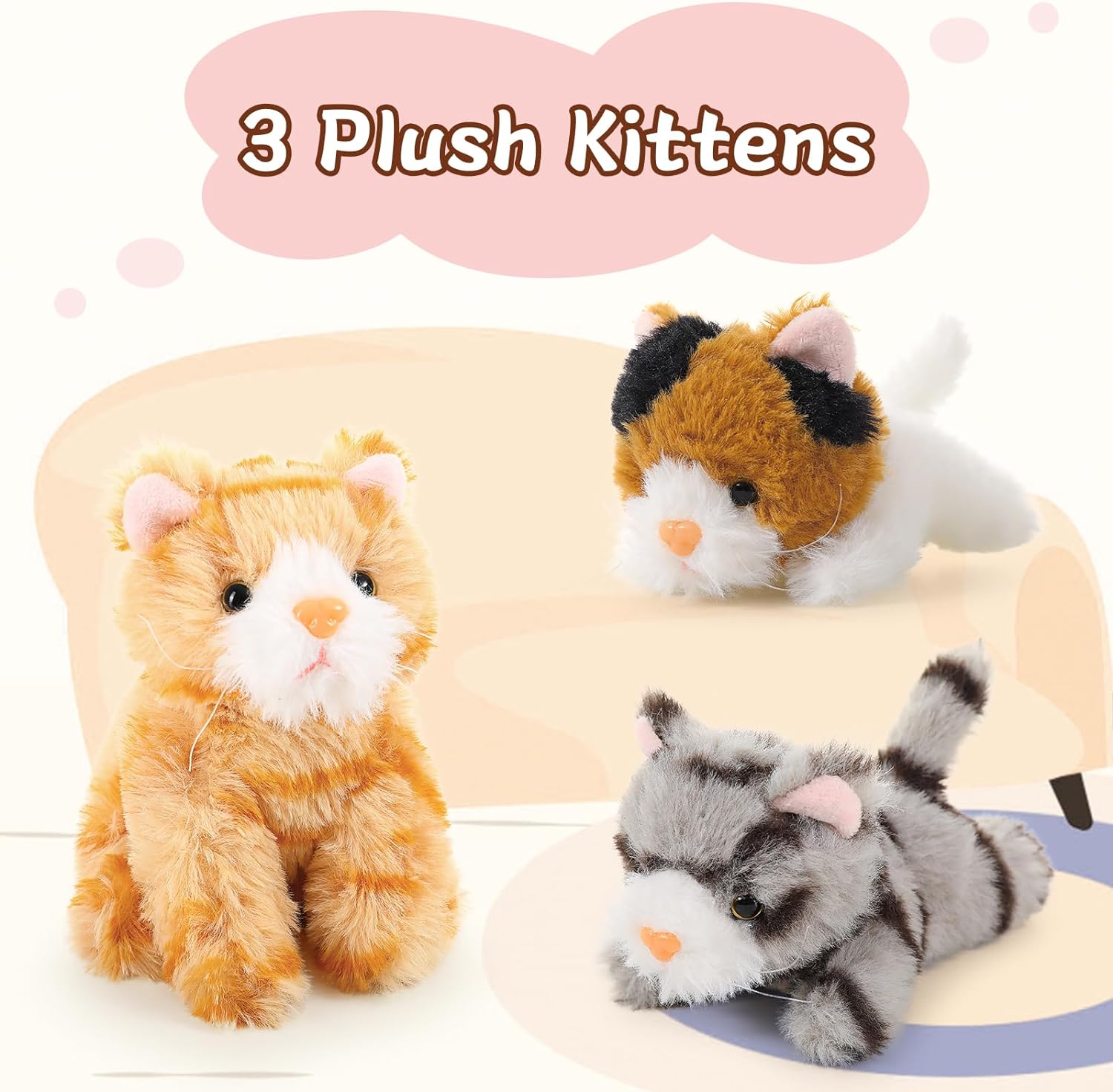 Cat Stuffed Animal Kitten Plush Toys, Orange/Grey/Tie-Dye, 16 Inches