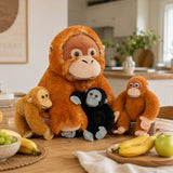 Giant Orangutan Plush Toy with Baby Monkeys Soft Stuffed Animal Family Toy