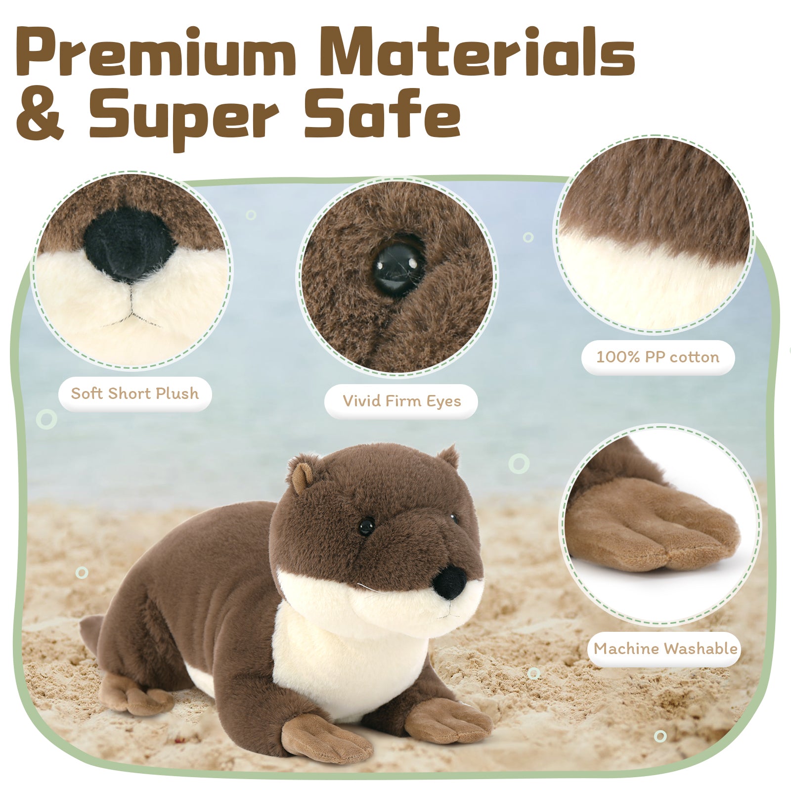 River Otter Plush Toys, Dark Brown, 23.6 Inches