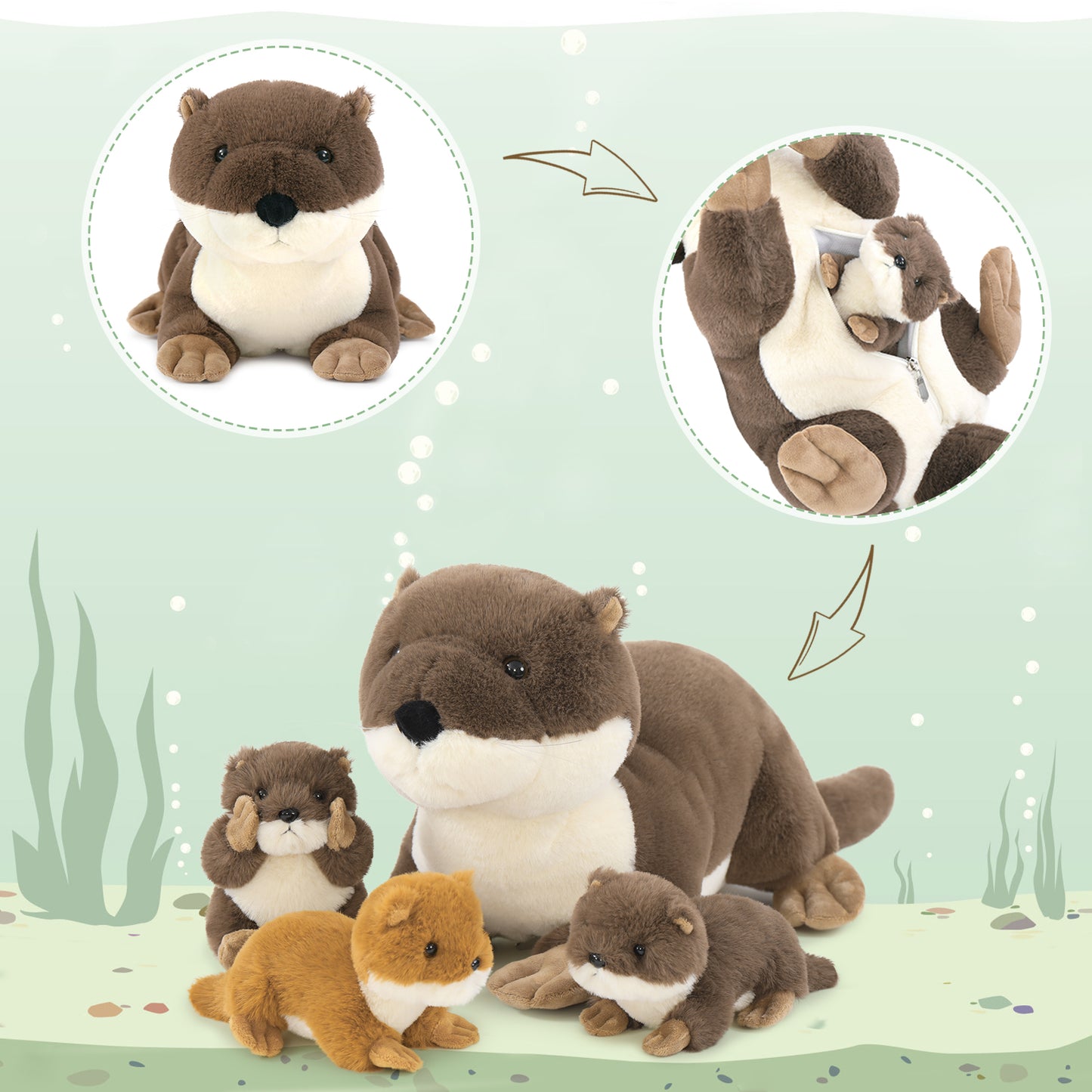 Otter Plush Toys, Dark Brown, 23.6 Inches - MorisMos Stuffed Animals