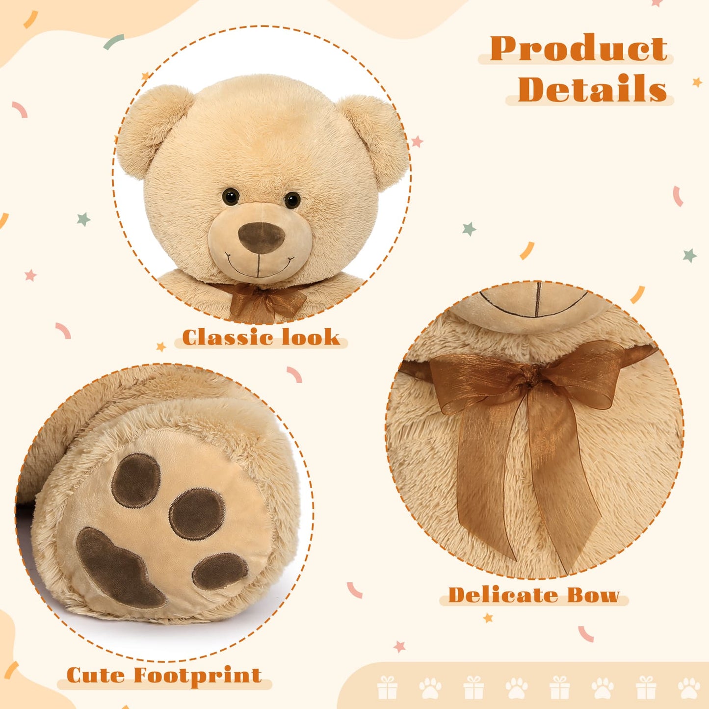 Ours en peluche géant, marron, 47 pouces