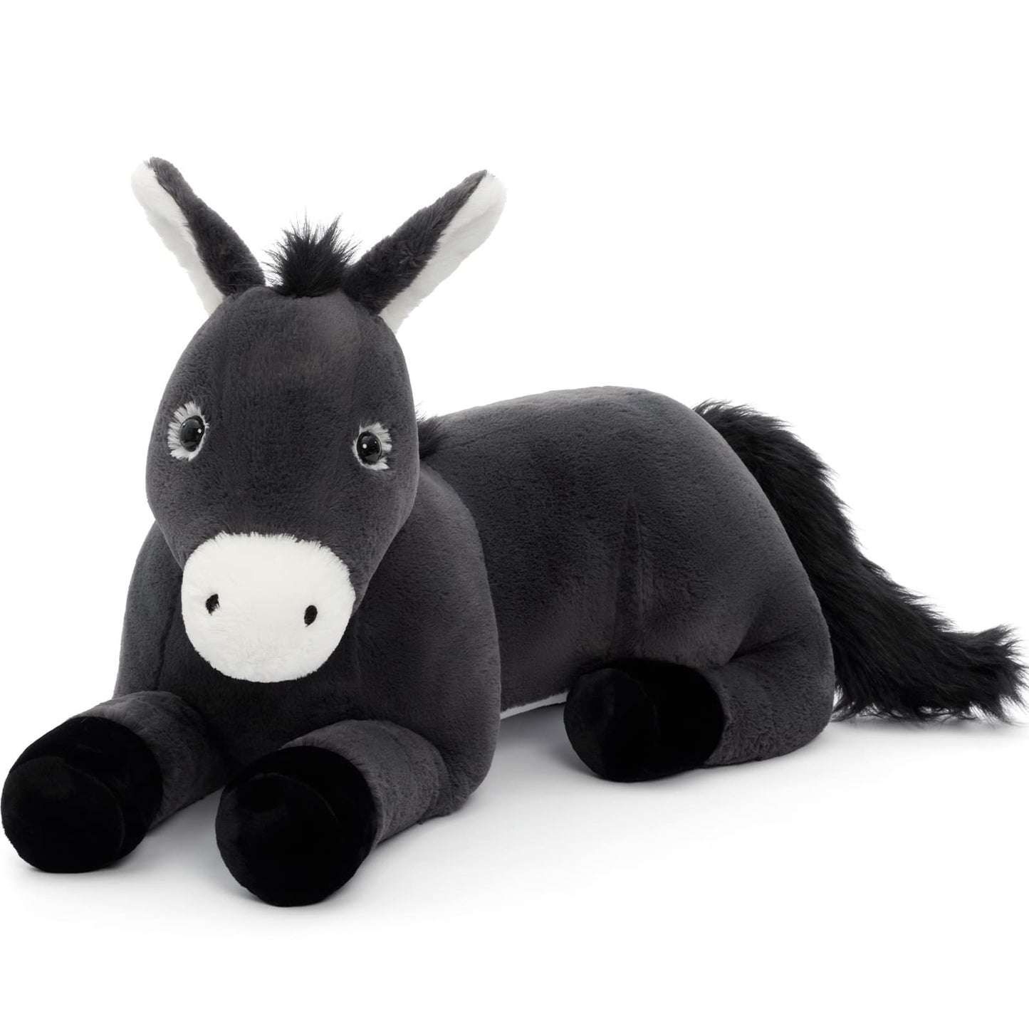 43.3 inch giant plush donkey stuffed animal made with ultra soft premium fabric, oversized cuddly farm animal plush toy for kids, perfect for hugging, sleeping, and everyday comfort