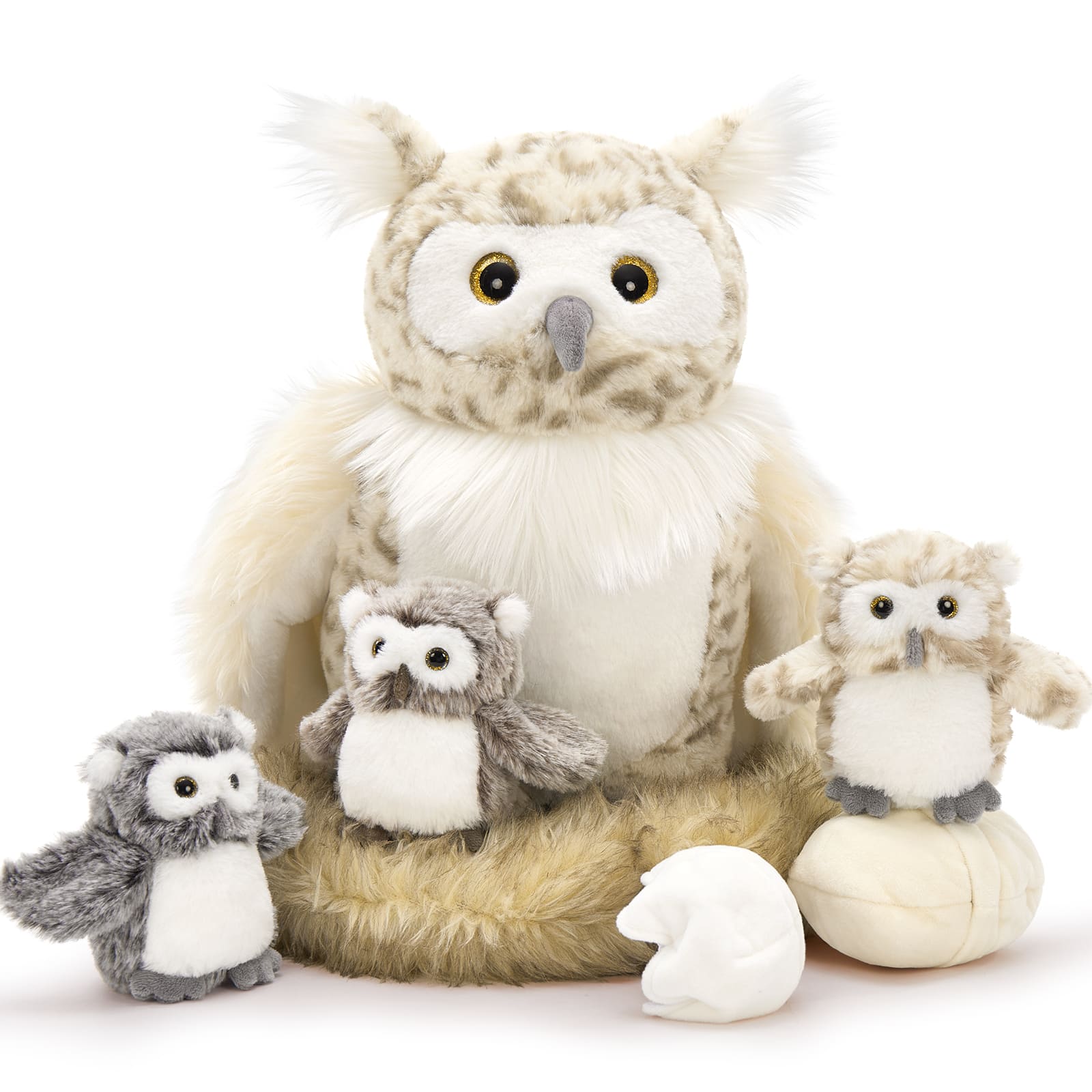 Owl Mom And Baby Stuffed Animals Set - Lifelike Eurasian Eagle-owl Plush Toys - Stuffed Animal Owl Babies with Their Mom - Owl Stuffed Animals with Babies In The Belly - Gift for Birders - Realistic Owl Stuffies - Gift for Kids Teens Adults On Birthday, Christmas, Easter, Baby Shower, Valentine's Day