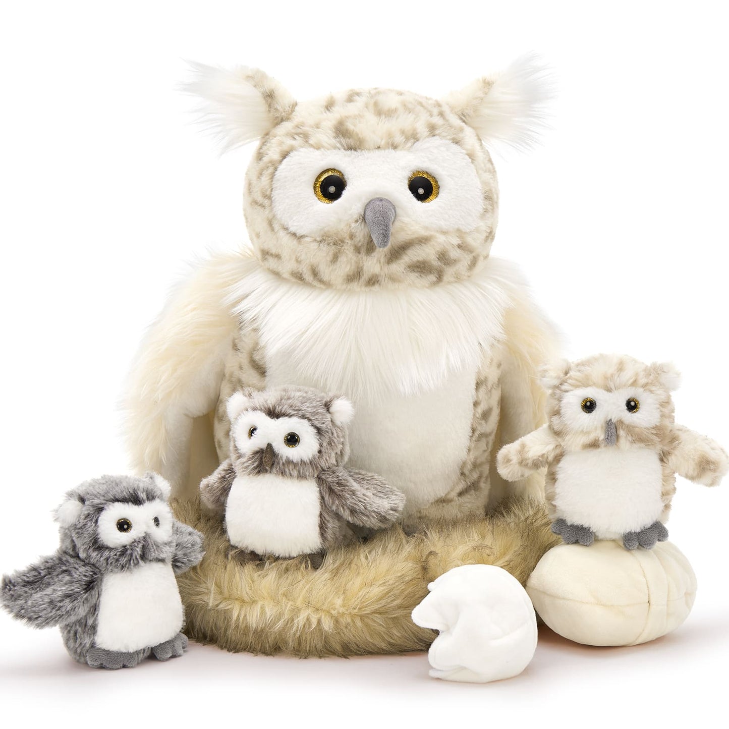 Owl Mom And Baby Stuffed Animals Set - Lifelike Eurasian Eagle-owl Plush Toys - Stuffed Animal Owl Babies with Their Mom - Owl Stuffed Animals with Babies In The Belly - Gift for Birders - Realistic Owl Stuffies - Gift for Kids Teens Adults On Birthday, Christmas, Easter, Baby Shower, Valentine's Day
