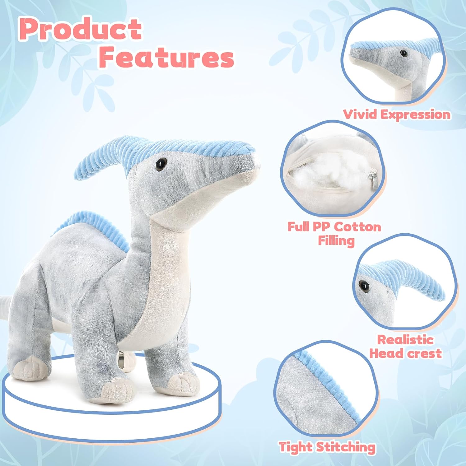 Parasaurolophus Plush Toy, 25.6/31.5 Inches