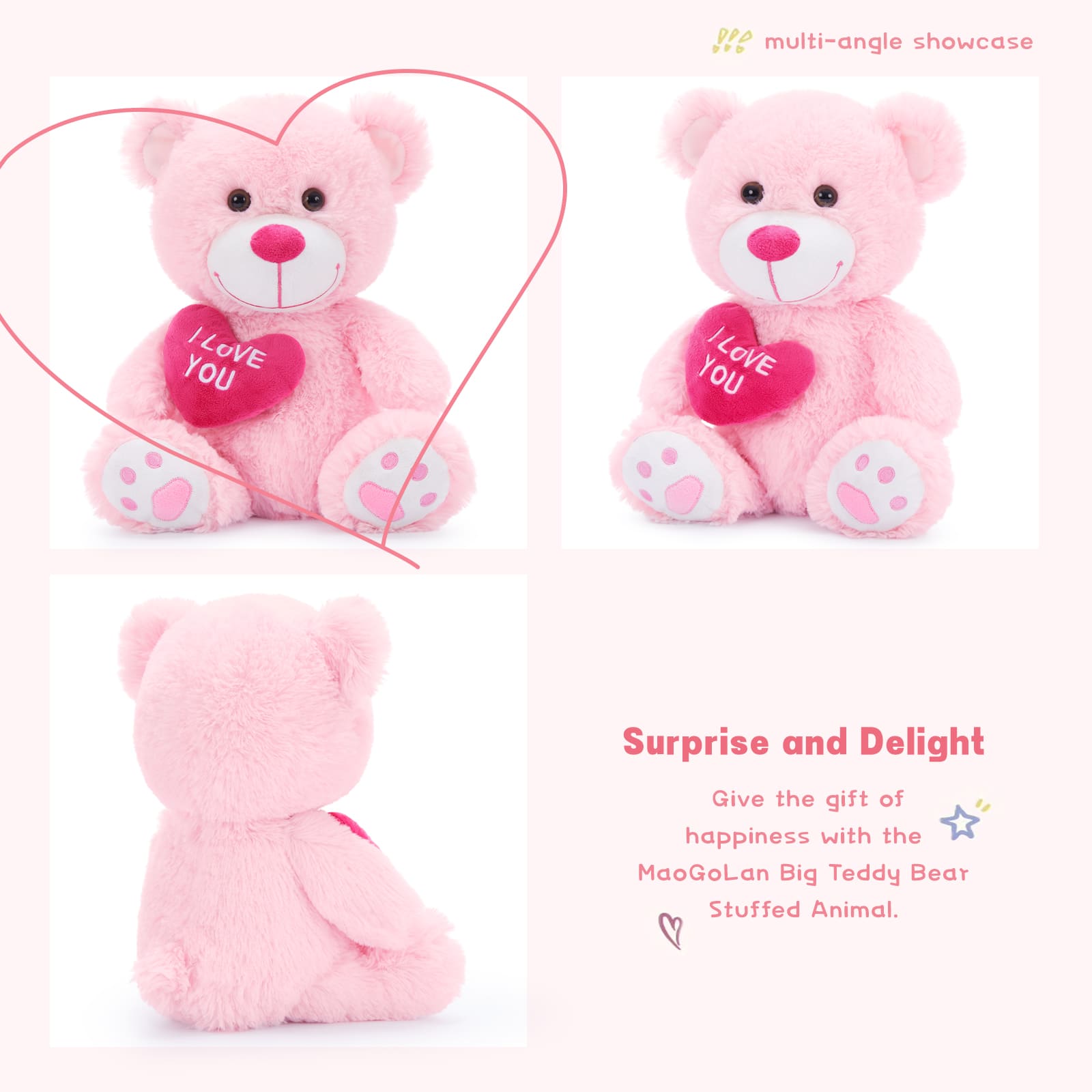 Teddy Bear Plush Toy with Heart, 12 Inches