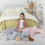 4 Pcs Bunny Stuffed Animals Bulk - Cute Rabbit Plush Toys - Stuffed Animal Bunny Babies with Their Mom - Grey/Pink Realistic Rabbit Plush Dolls for Girls - Easter/Christmas/Birthday Gift for Kids