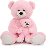 Pink Teddy Bear Plush Toys - Happy Smiling Face Pluffy Teddy Bear - 39-inch Teddy Bear Stuffed Animals - Teddy Bear Theme Baby Shower - Cute Teddy Bear Plush Dolls - Valentine's Day Teddy Bears&Gifts - Anniversary Gift for Wife/Husband - Vday Gift for Girlfriend/Boyfriend - Stuffed Animal Bear Babies with Their Mom