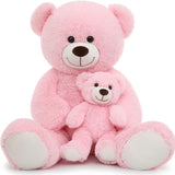 Pink Teddy Bear Plush Toys - Happy Smiling Face Pluffy Teddy Bear - 39-inch Teddy Bear Stuffed Animals - Teddy Bear Theme Baby Shower - Cute Teddy Bear Plush Dolls - Valentine's Day Teddy Bears&Gifts - Anniversary Gift for Wife/Husband - Vday Gift for Girlfriend/Boyfriend - Stuffed Animal Bear Babies with Their Mom