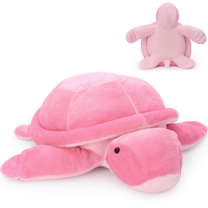 Turtle Plush Toys Ocean Stuffed Animals, Pink/Blue, 33.4 Inches