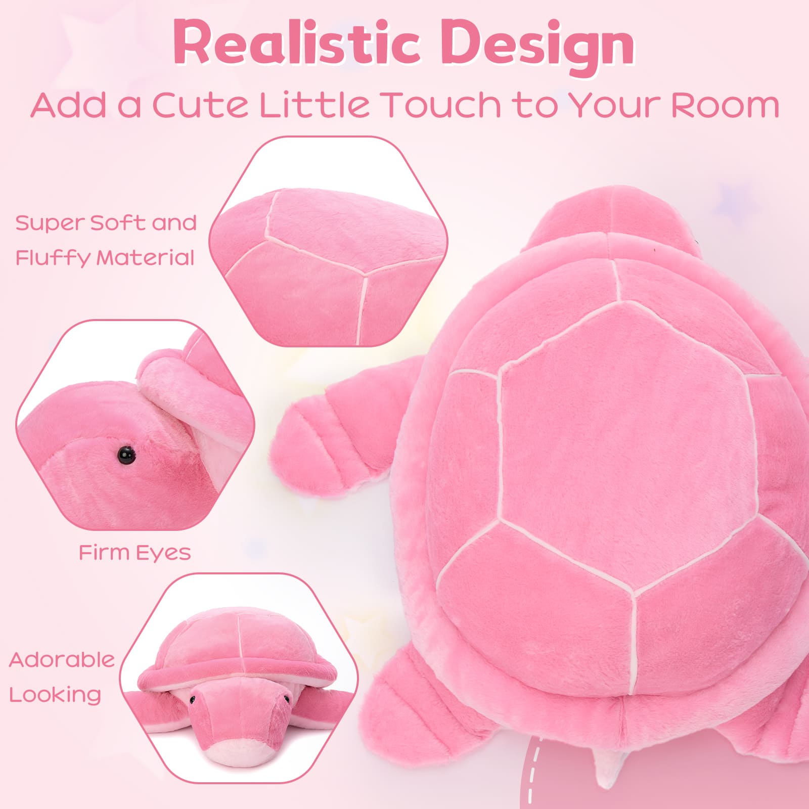 Turtle Plush Toys Ocean Stuffed Animals, Pink/Blue, 33.4 Inches