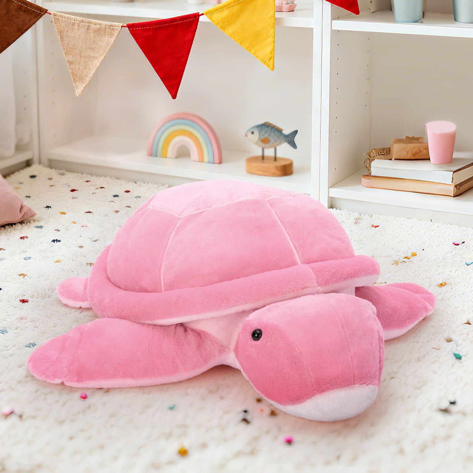 Turtle Plush Toys Ocean Stuffed Animals, Pink/Blue, 33.4 Inches