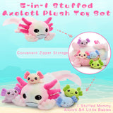 31-Inch Axolotl Plush Toy Set with Four Babies Multiple Colors