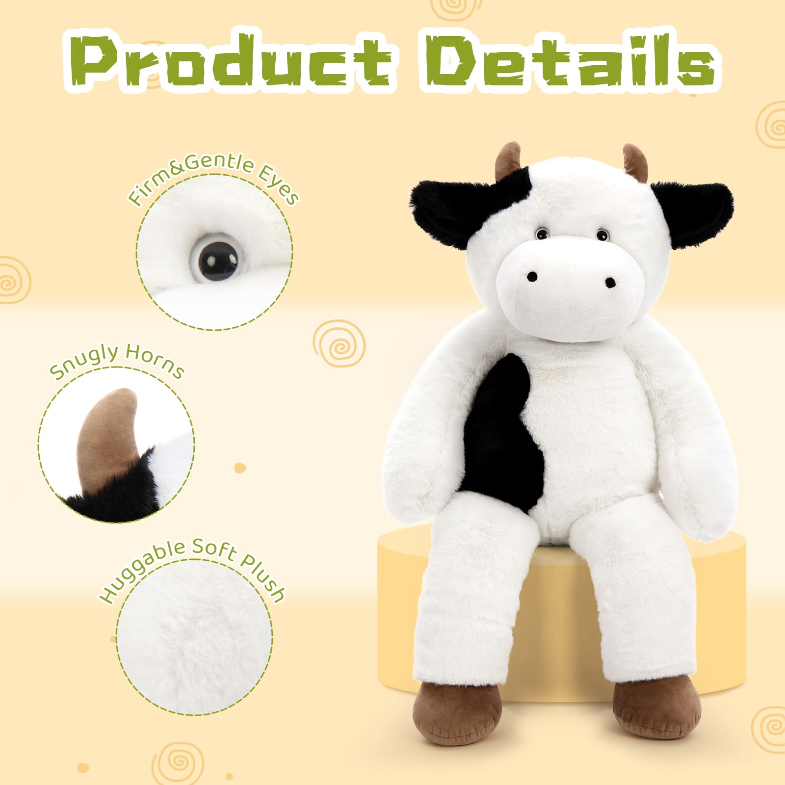 Dairy Cow Plush Toys - Farm Stuffed Animals - Farm Theme Decorations - Party Favors - Squishy Animal Cartoon Plush Pillows - Free Shipping