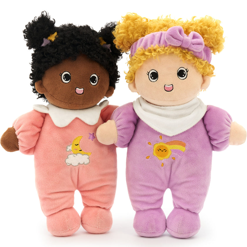 2-Piece Comfort Dolls 11.8-Inch Soft Plush Doll Set for Kids