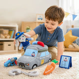 Police Bunny Plush Toy Set with Police Car Carrying Bag