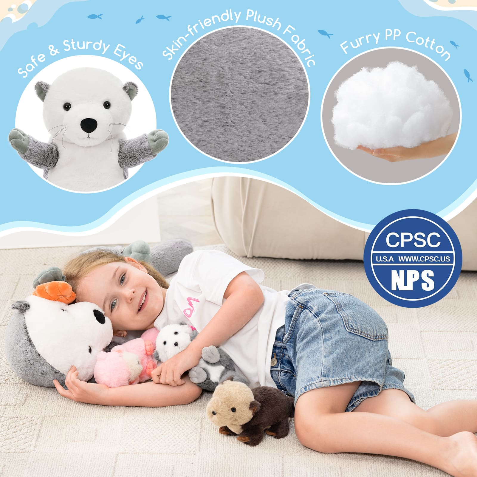 Sloth Stuffed Animals with Babies inside the Belly - Plush River Otter Toys - Kawaii Otter Stuffed Animals -MorisMos Soft Toys for Children