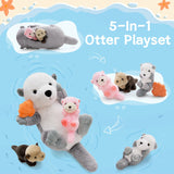 Sloth Stuffed Animals with Babies inside the Belly - Plush River Otter Toys - Kawaii Otter Stuffed Animals -MorisMos Soft Toys for Children
