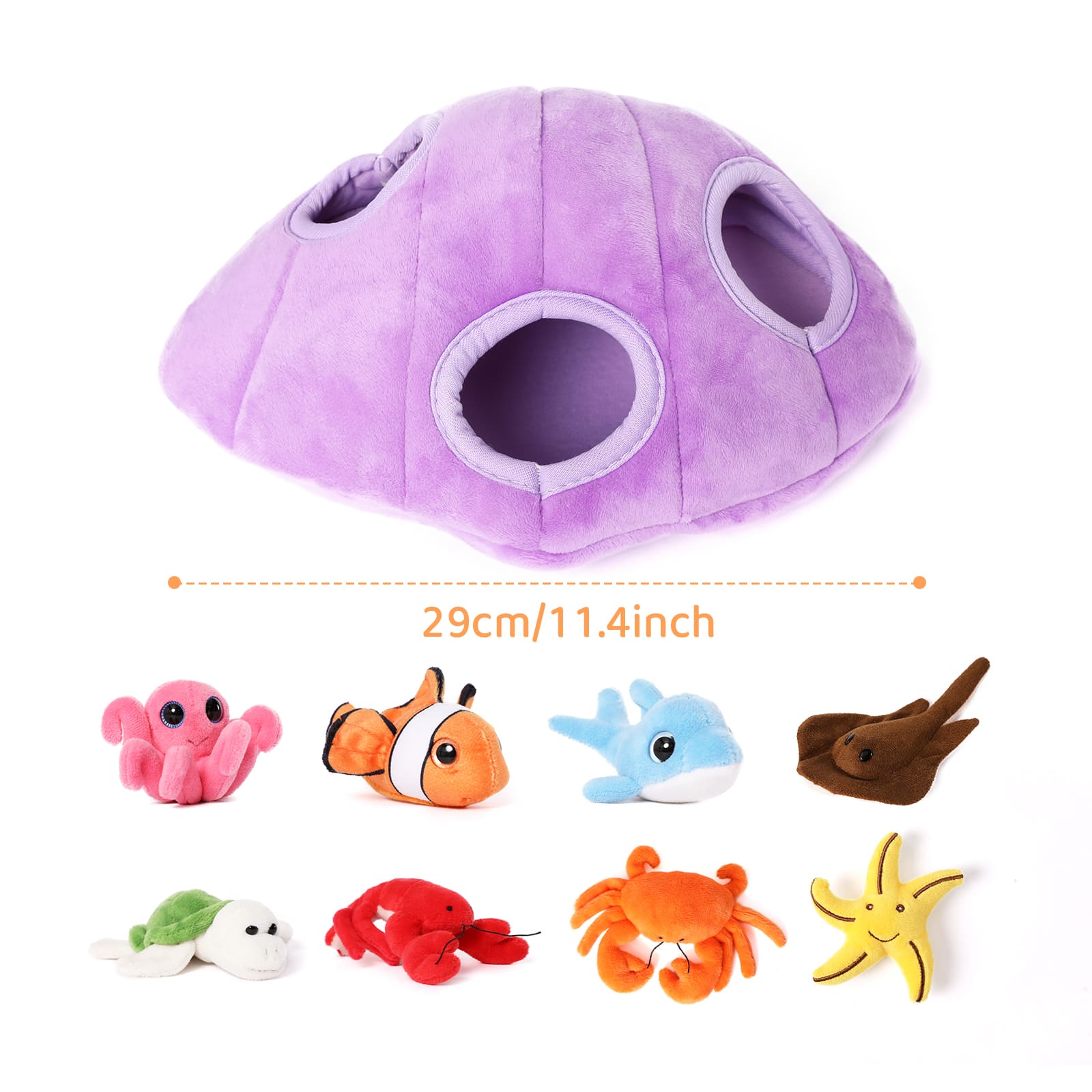 Ensemble de 8 jouets en peluche animaux marins, 10 po