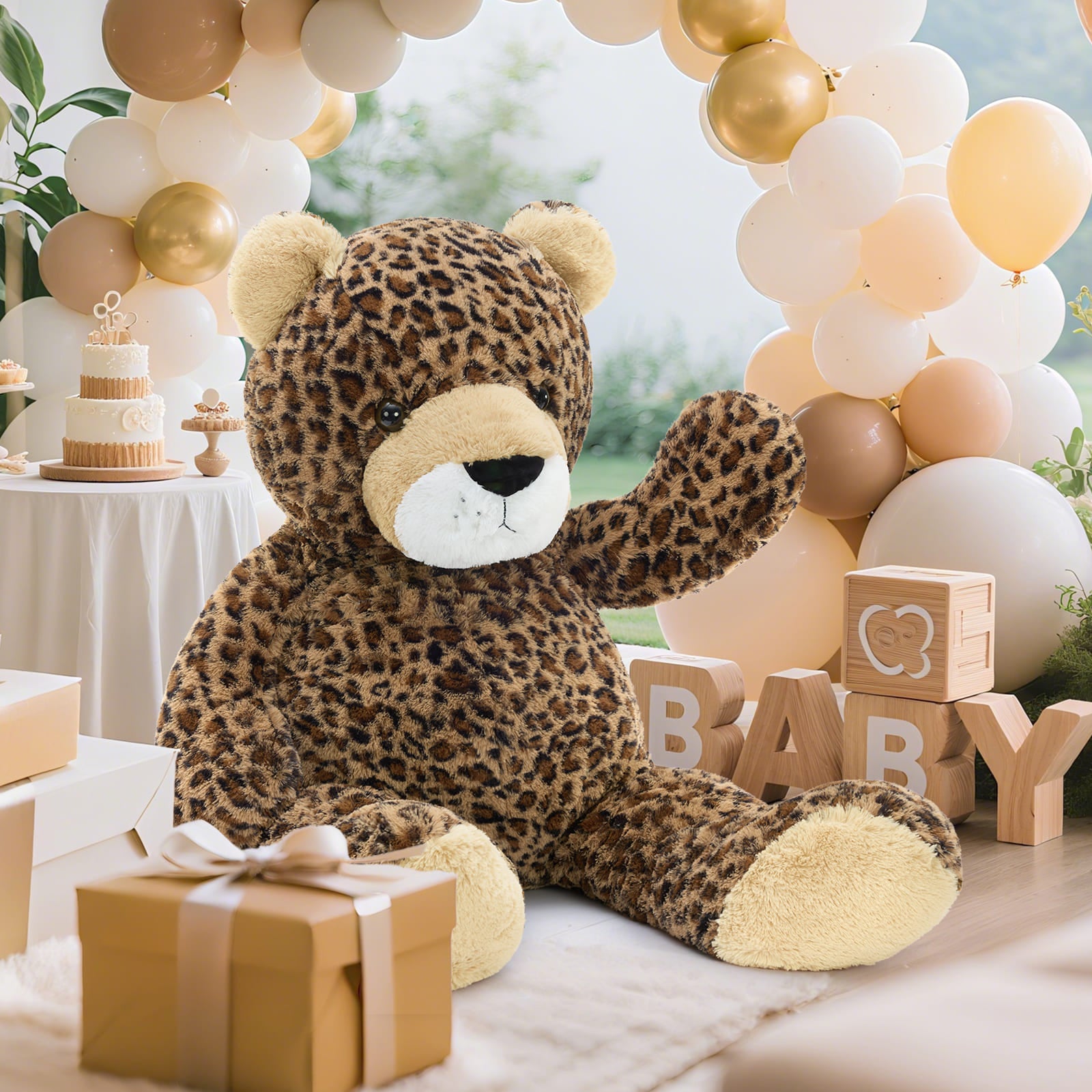Leopard Print Teddy Bear Plush Toy 51 Inch Cheetah Stuffed Animals