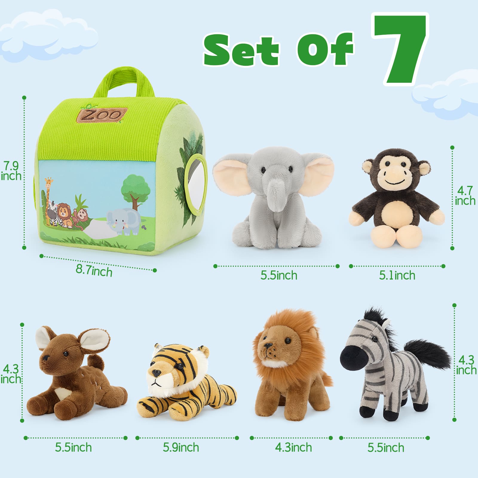 Safari Zoo Animal Plush Playhouse Set for Kids